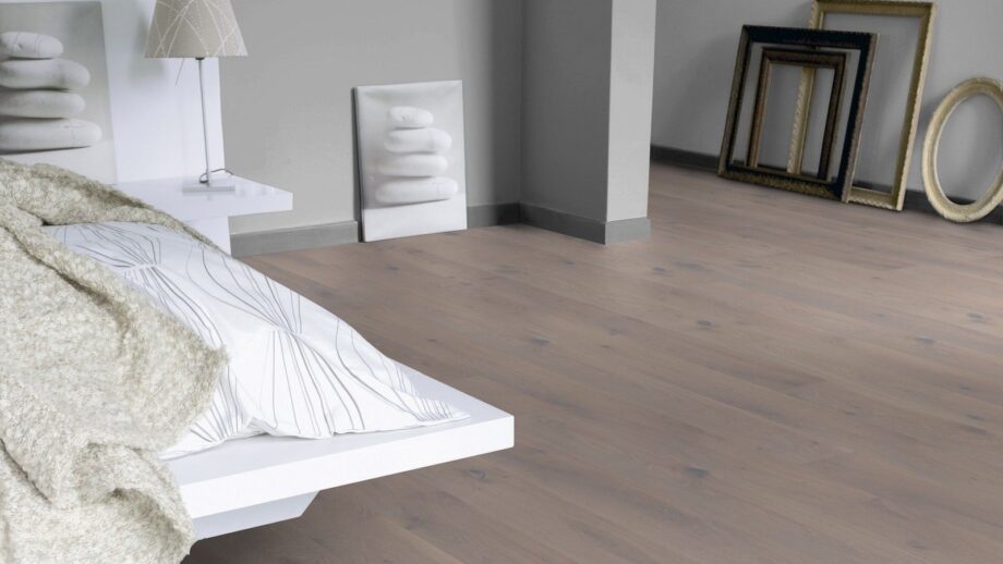 Parquet Tarkett, Heritage, Oak Urban Grey, brushed, 2 sides beveled, 1-strip, Proteco Hardwax Oil