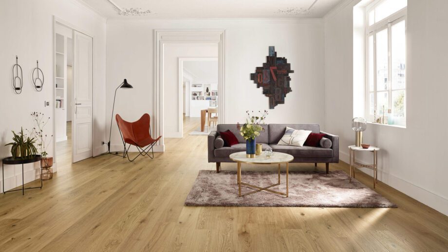 Parquet Tarkett, Pure, Oak Rustic Plank XT, 1-strip, 2 sides bevelled, brushed, mat lacquer