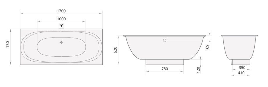 Bathtub PAA VERSO cast stone bathtub with panel