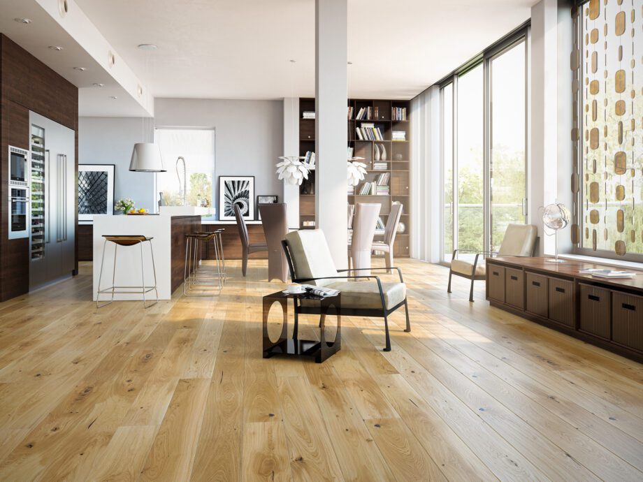 Parquet Oak, Grande Sahara, 1-strip, beveled, matt lacquer