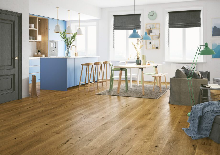 Parquet Oak, Grande Casablanca, 1-strip, beveled, brushed, stained, natural oil