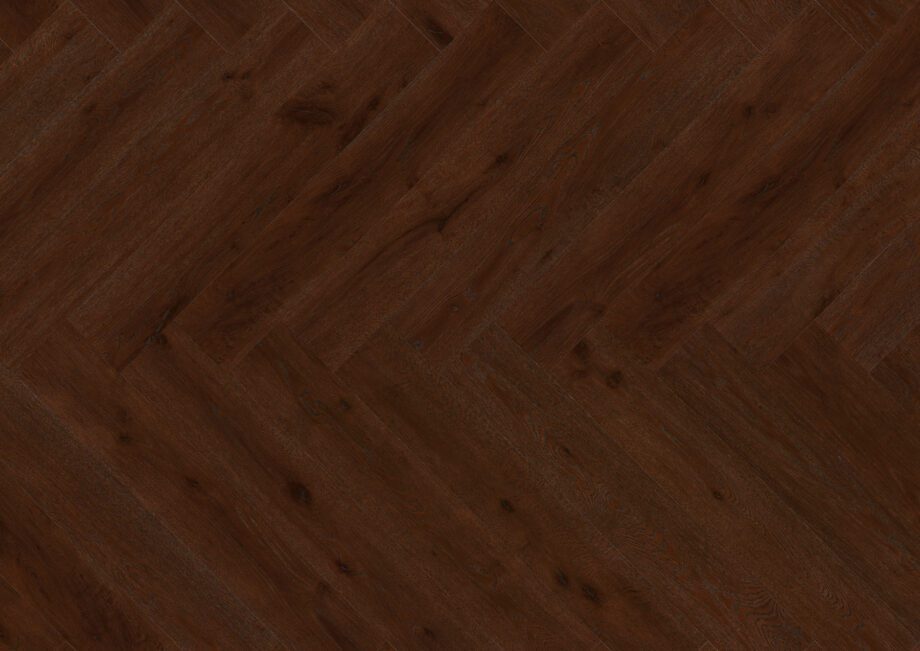 Parquet Oak, ter Hürne, herringbone, Oak red brown, brushed, beveled, extra matt lacquered