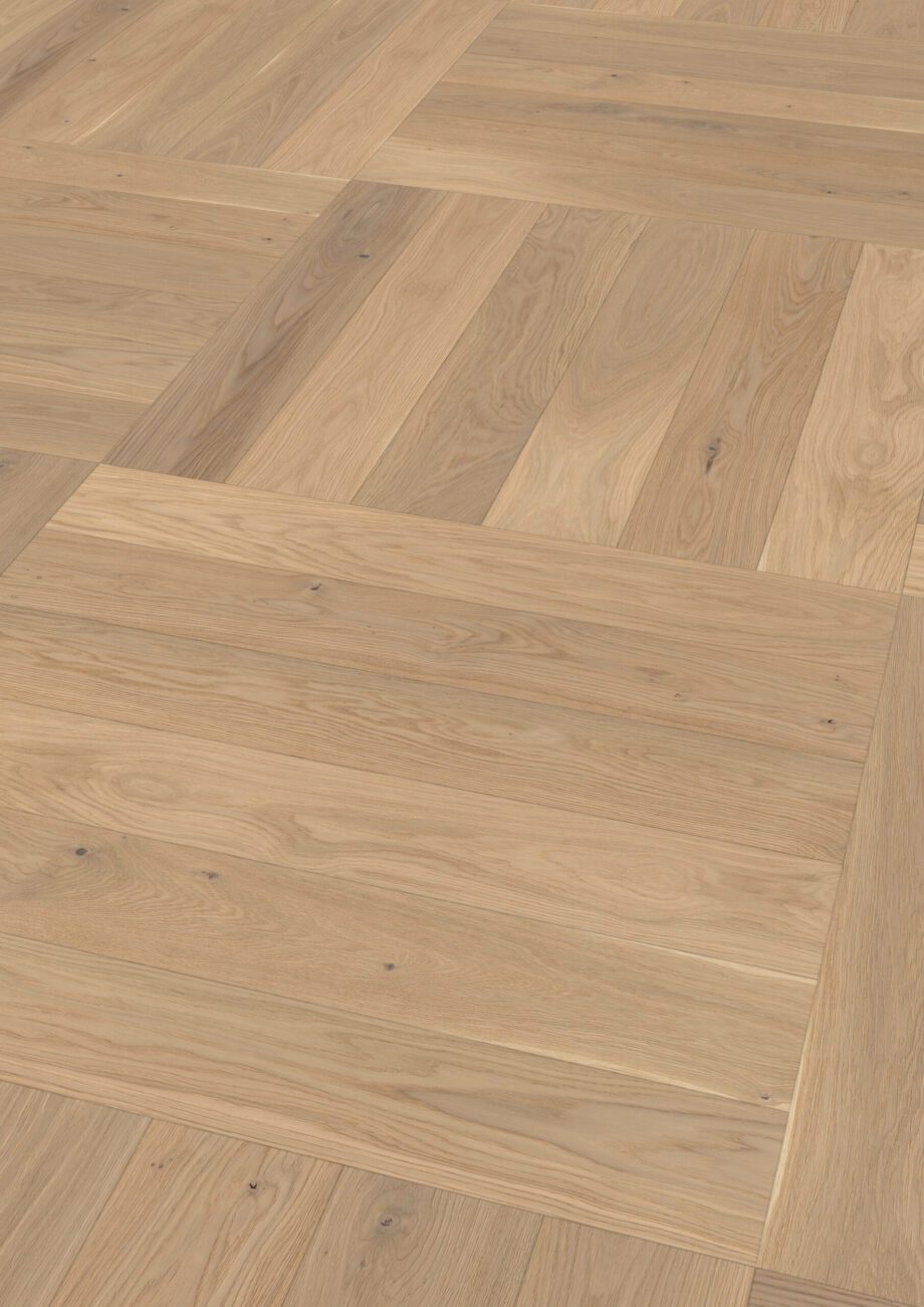 Parquet Oak, ter Hürne, Oak unfinished effect, brushed, beveled, extra matt lacquered