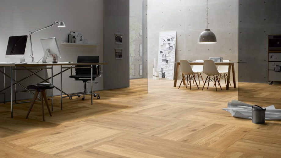 Parquet Oak, ter Hürne, Oak, brushed, beveled, matt lacquered