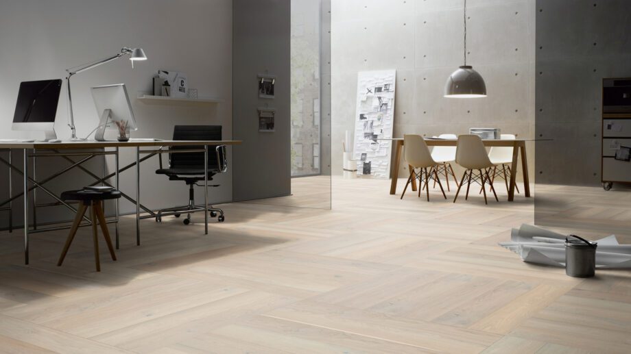 Parquet Oak, ter Hürne, Oak sand grey, brushed, beveled, natural oil-treated