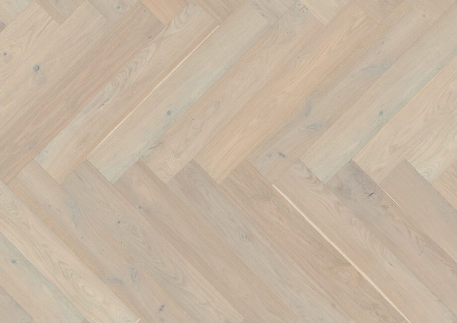 Parquet Oak, ter Hürne, Oak sand grey, herringbone, brushed, beveled, natural oil-treated