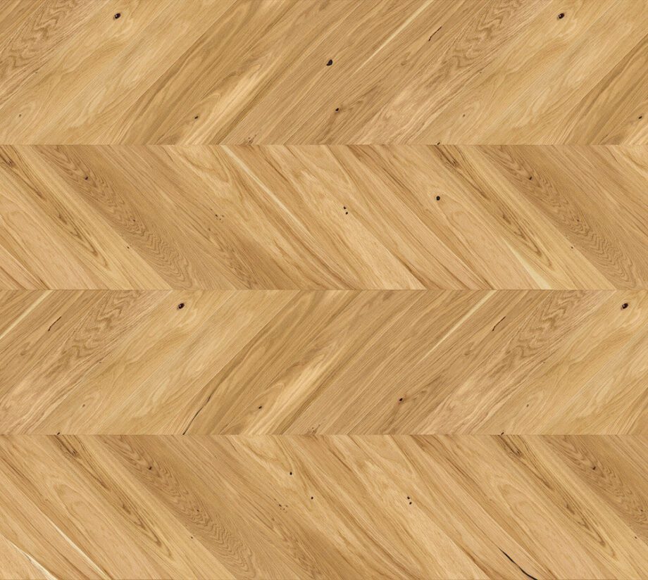 Parquet Oak, Bright, 1-strip, beveled, brushed, natural oil, french herringbone