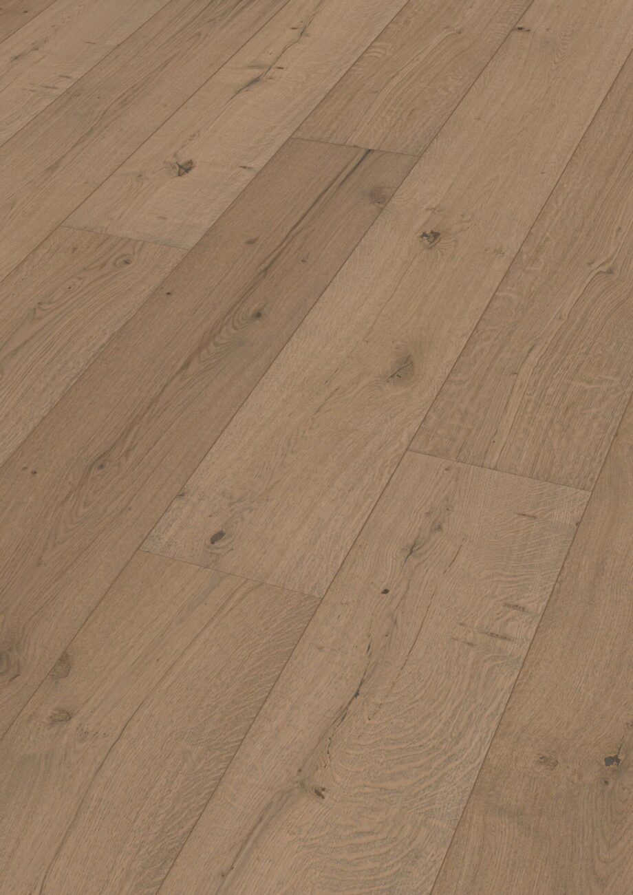 Parquet Meister Lindura Authentic greige oak, brushed, 1-strip, naturally oiled