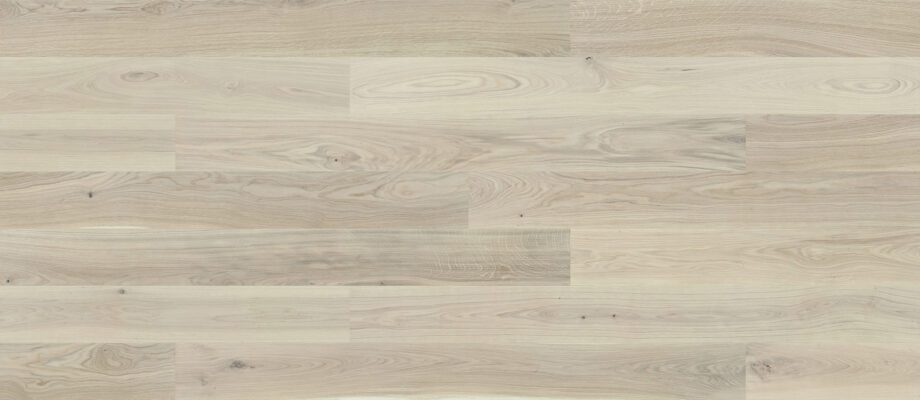 Parquet Oak, White, 1-strip, beveled, brushed, stained, matt lacquer