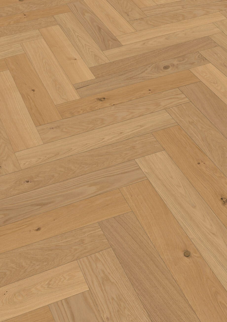 Herringbone parquet Meister Lindura Classic oak, brushed, ultra matt lacquered