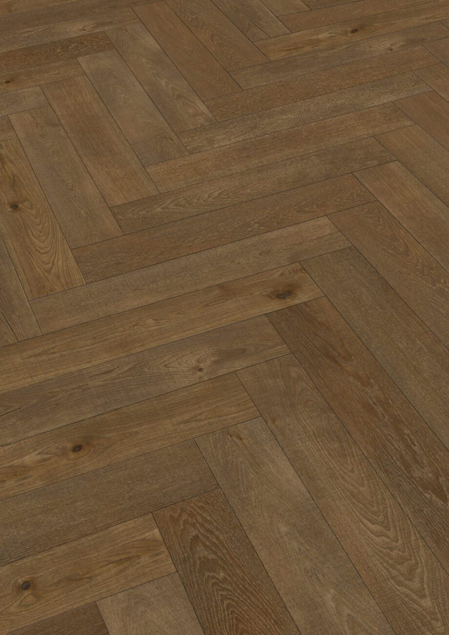 Herringbone parquet Meister Lindura Classic olive grey oak, structured, ultra matt lacquered