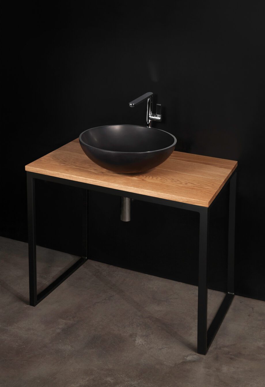 Washbasin PAA ROUND ON Silkstone graphite matt washbasin on surface