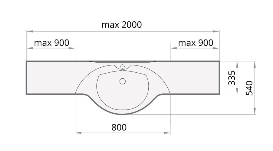 Washbasin PAA BETA cast stone 1501-2000 mm