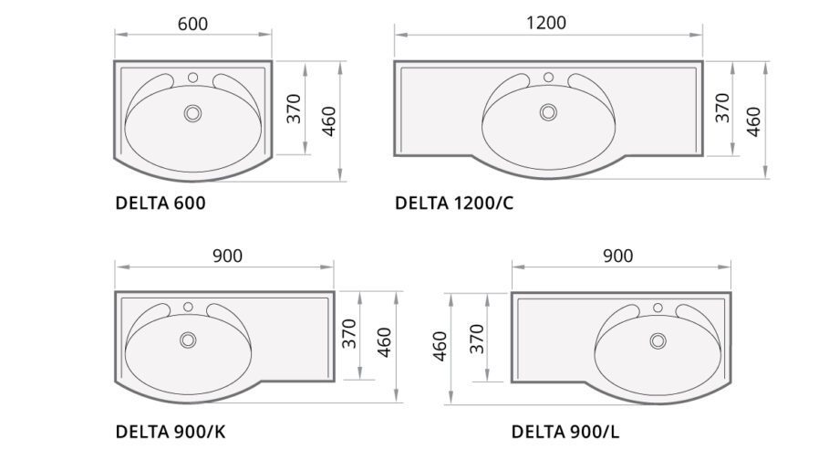 Washbasin PAA DELTA cast stone 600 mm