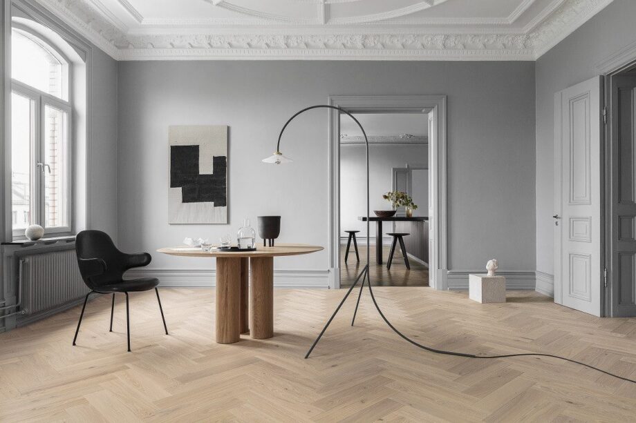 Herringbone parquet oak, Tarkett, Segno Oak Lime Stone, brushed, beveled, hardwax oil, left modular – 5