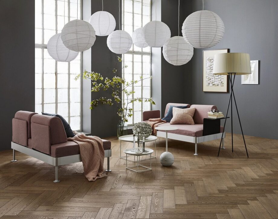Herringbone parquet oak, Tarkett, Segno Oak Old Grey, brushed, beveled, hardwax oil, left modular – 4