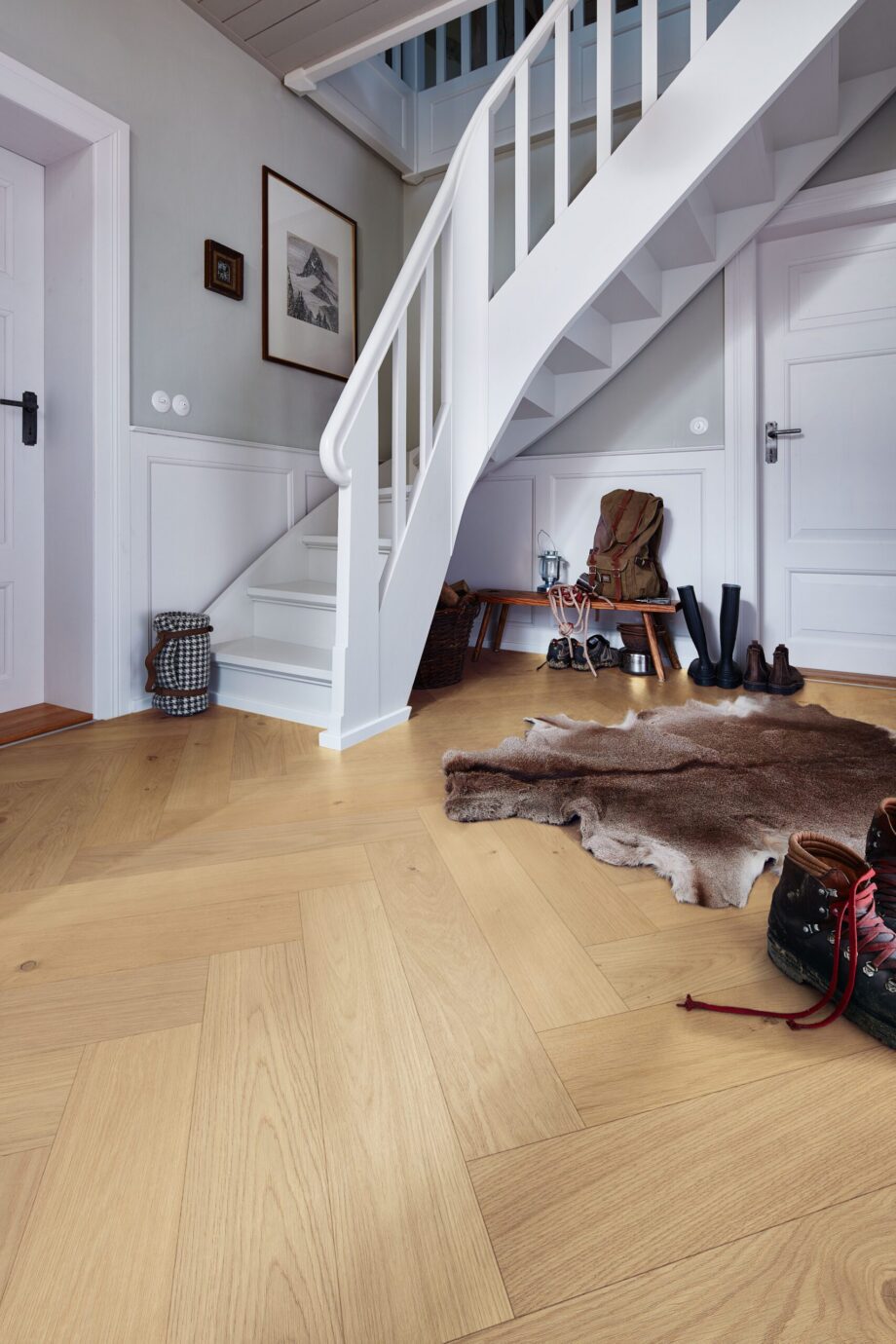 Herringbone parquet Meister Lindura Classic Alabaster Oak, brushed, ultra matt lacquered – 2