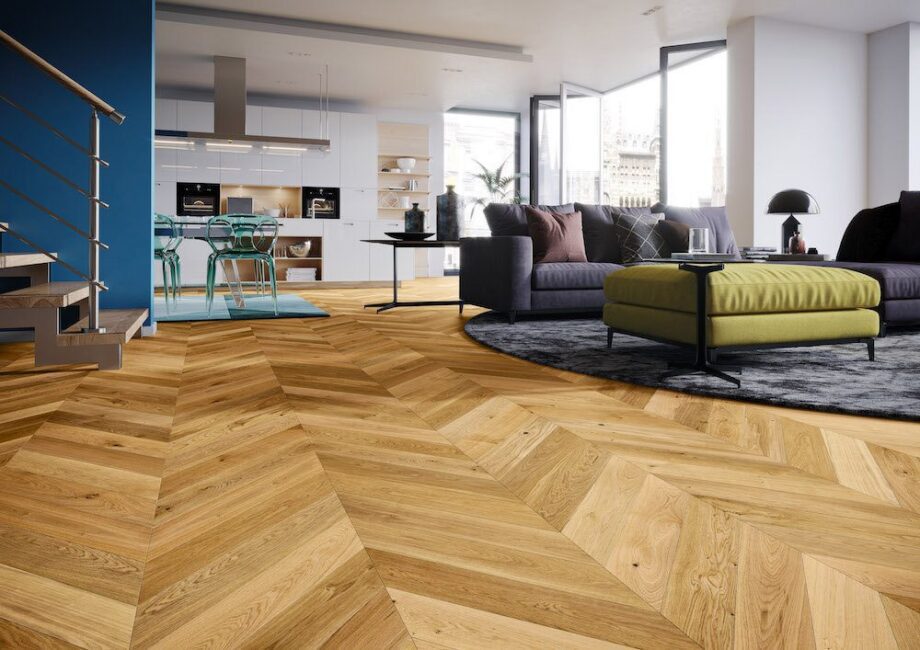 Parquet Oak, Caramel, 1-strip, beveled, brushed, matte lacquer, french herringbone – 2