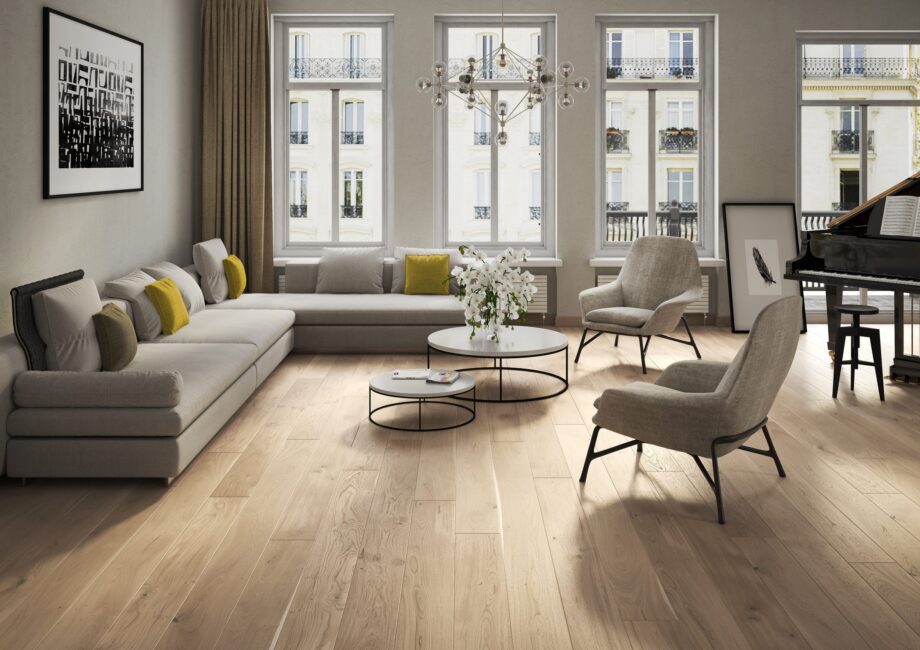 Parquet Oak, Grande Biscuits, 1-strip, beveled, brushed, stained, natural oil – 6