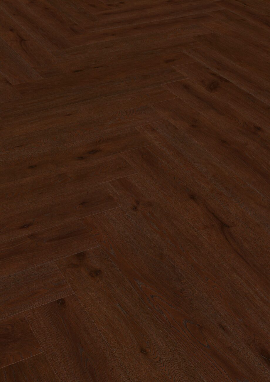 Parquet Oak, ter Hürne, herringbone, Oak red brown, brushed, beveled, extra matt lacquered – 2