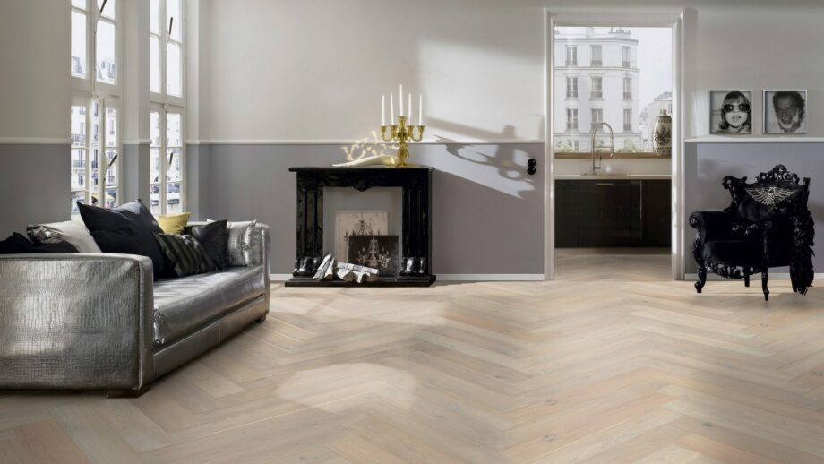 Parquet Oak, ter Hürne, Oak sand grey, herringbone, brushed, beveled, natural oil-treated – 4