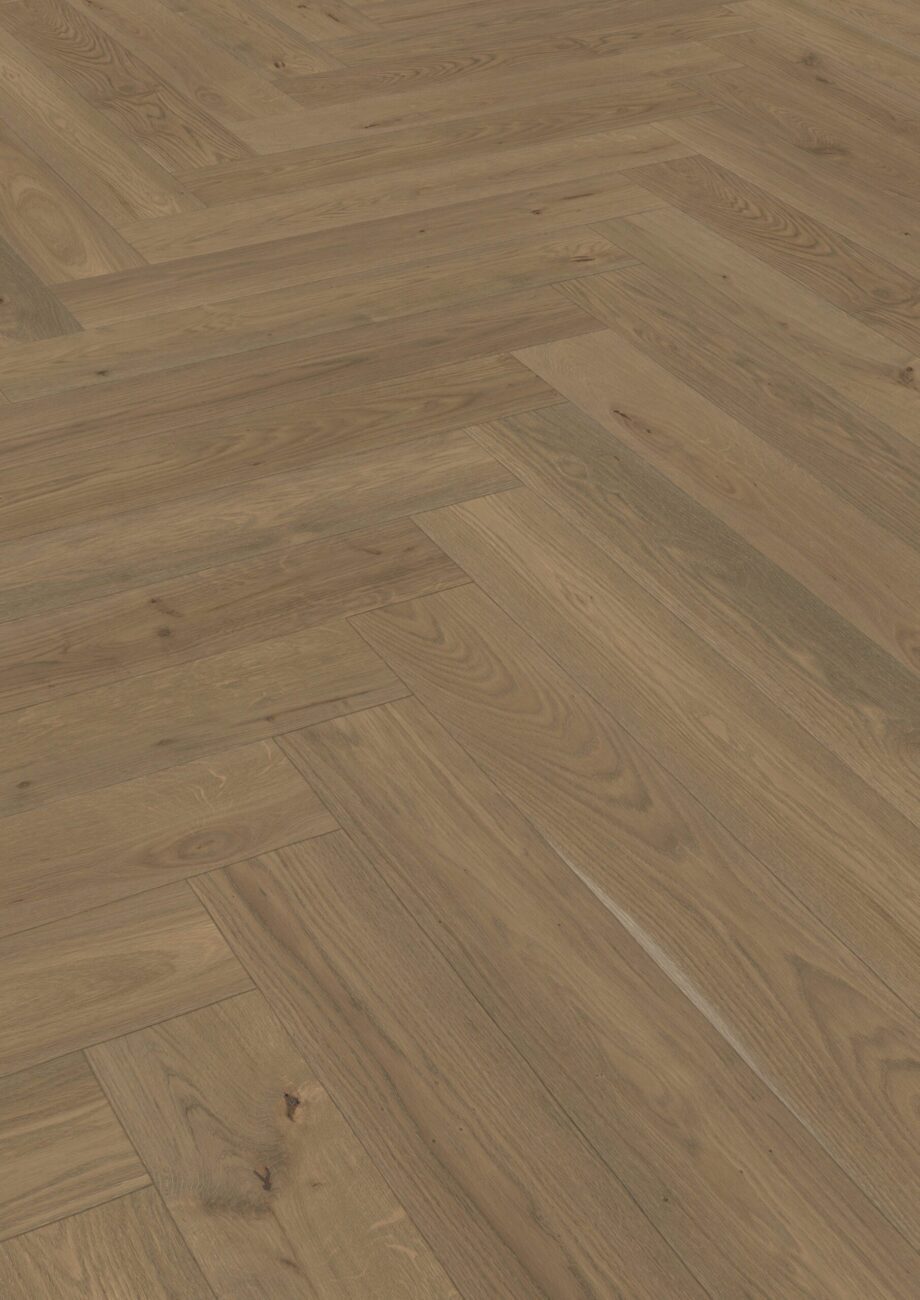 Parquet Oak, ter Hürne, Oak terra brown, herringbone, brushed, beveled, natural oil-treated – 2