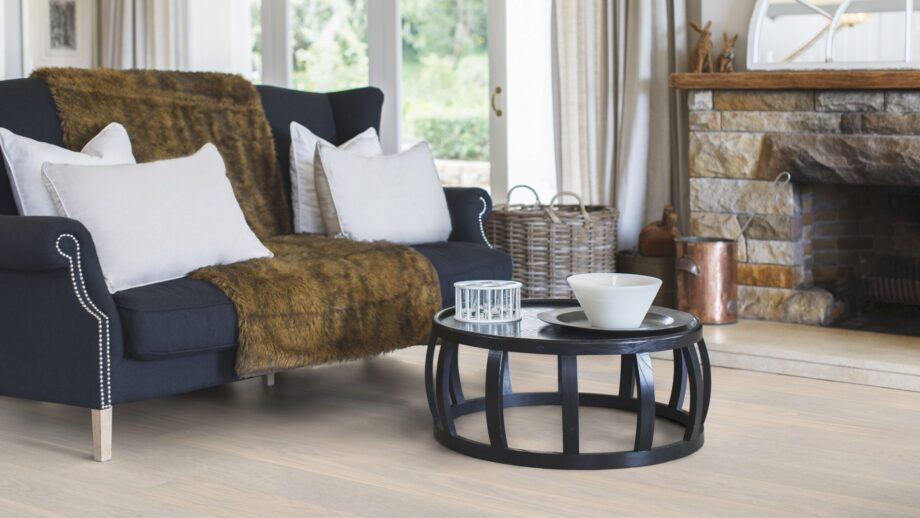 Parquet Tarkett, Shade, Oak Cotton White Plank XT, 1-strip, 2 sides bevelled, stained, Proteco Natura mat lacquer – 2