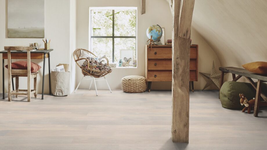 Parquet Tarkett, Shade, Oak Cotton White Plank XT, 1-strip, 2 sides bevelled, stained, Proteco Natura mat lacquer – 4