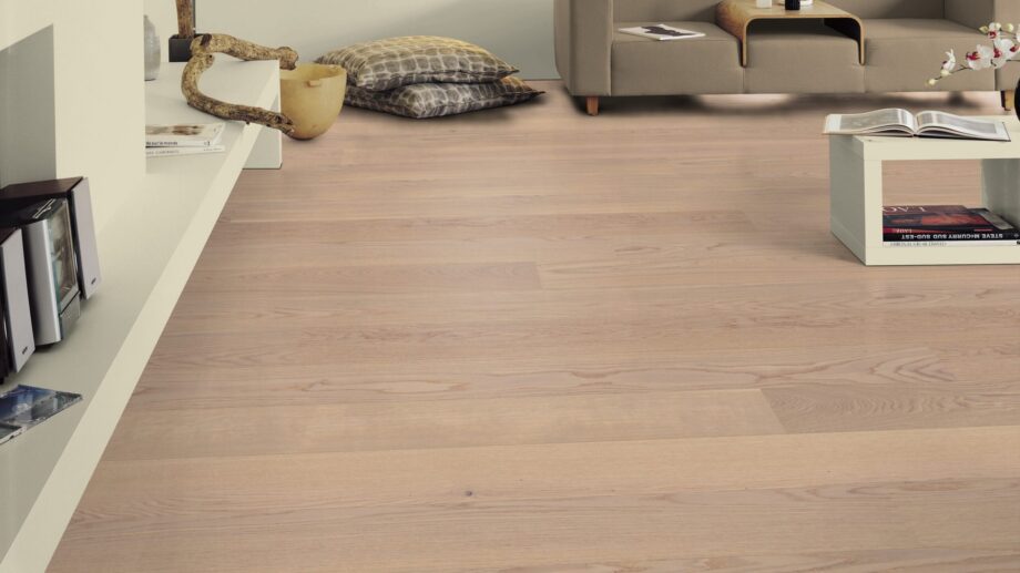 Parquet Tarkett, Shade, Oak Cream White Plank XT, 1-strip, 2 sides bevelled, brushed, stained, Proteco Natura mat lacquer – 2