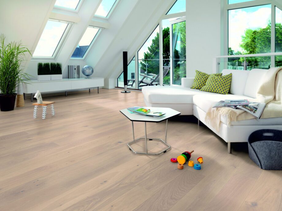 Parquet Tarkett, Shade, Oak Satin White Plank, 1-strip, 2 sides bevelled, Proteco Hardwax Oil – 2