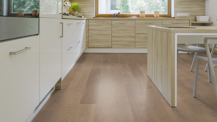 Parquet Tarkett, Shade, Oak Soft Grey Plank, 1-strip, 2 sides bevelled, brushed, stained, Proteco Natura mat lacquer – 4