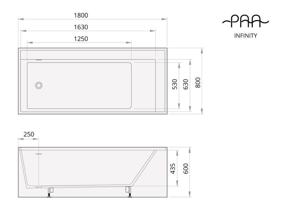 Bathtub PAA INFINITY matt silkstone – 3