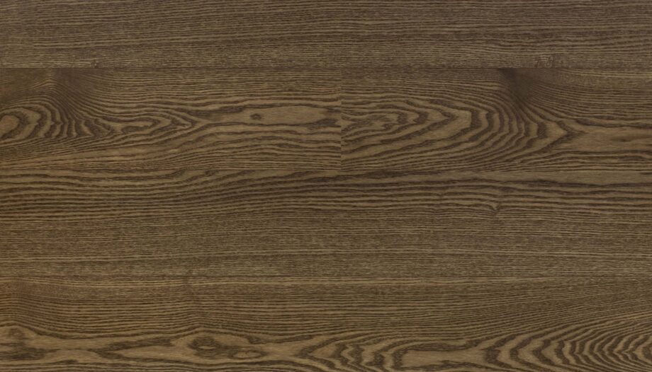 Parquet ash, elegant walnut color, 1-strip, brushed, beveled, extra mat lacquer 5%