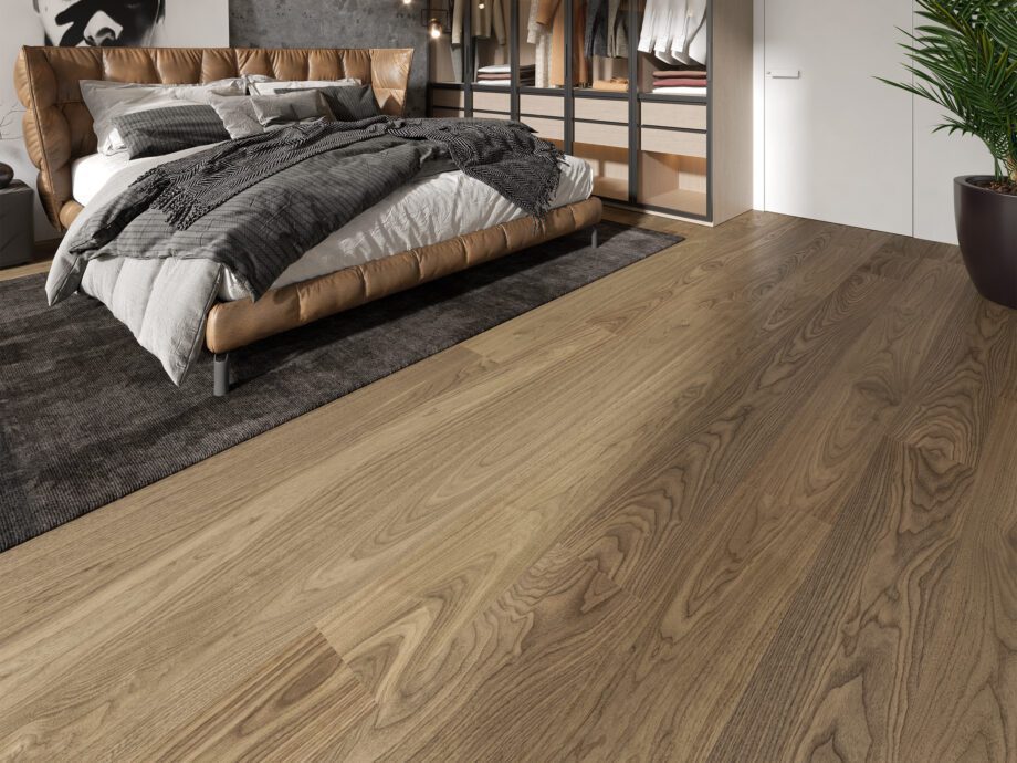 Parquet walnut nova city pure line, 1-strip, brushed, mat lacquer 5%