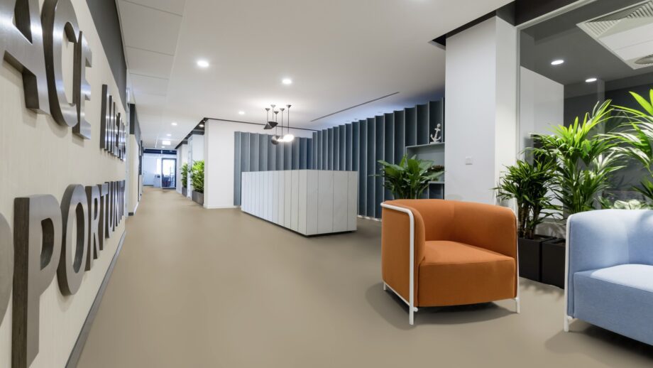 Linoleum floor Gerflor Uni Walton 0085 Warm Concrete Grey