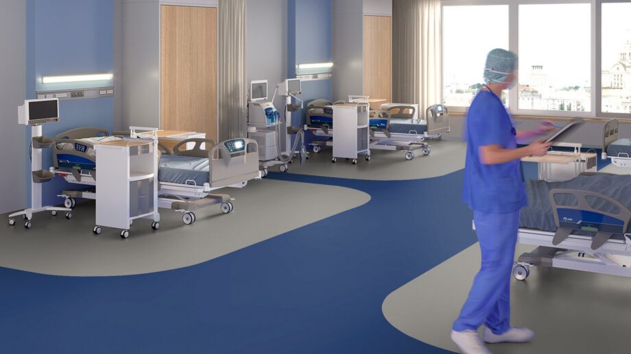 Linoleum floor Gerflor Uni Walton 0100 Ocean Blue – view 5 Linoleum floor Gerflor Uni Walton 0100 Ocean Blue – 5