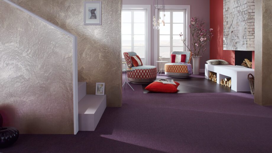 Carpet flooring from cashmere goat wool Tretford Interland 644 Aubergine