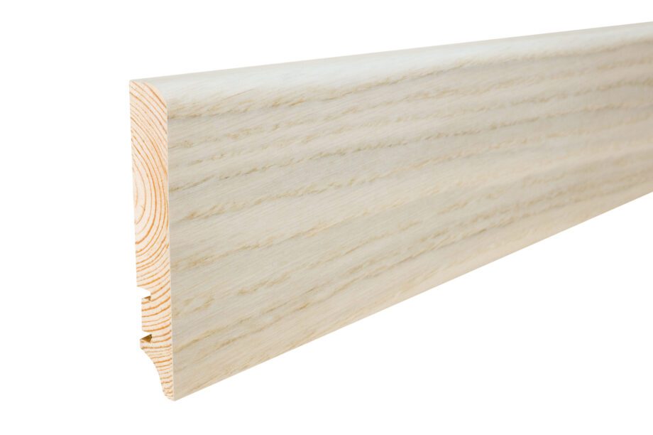 Skirting boards veneered oak gentle white lacquered 16x90mm