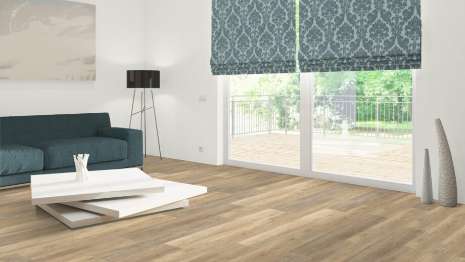 SPC tile floor Traffic Luna with integrated underlay