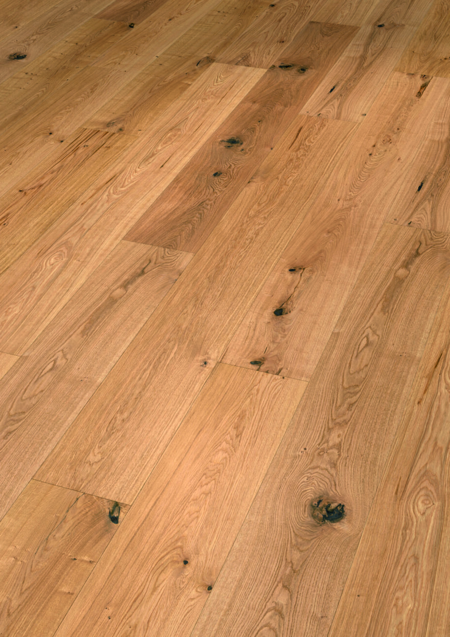 Parquet floor Trinity Oak Rustical 1-strip beveled hand scraped oiled