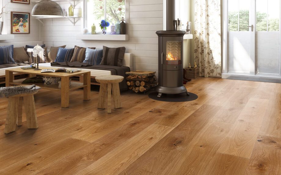 Wood parquet Trinity Oak Rustical 1-strip beveled deep brushed oiled