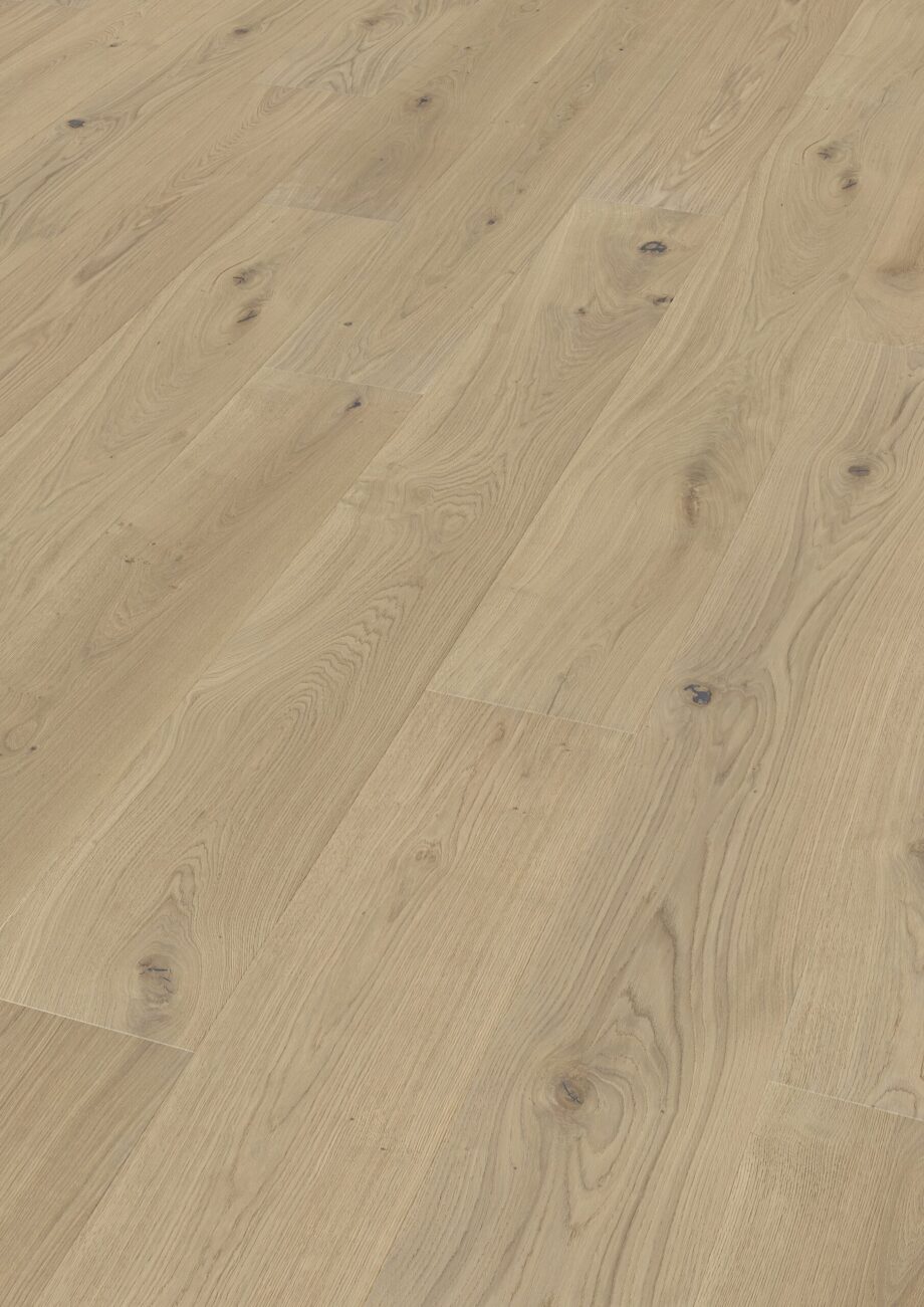 Wooden Parquet Oak Trinity Rustical beveled brushed white oiled 305mm