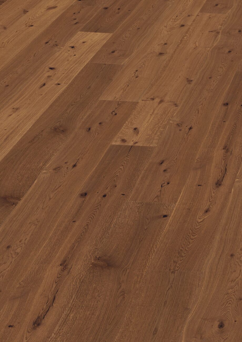 Parquet floor Smoked Oak Trinity Rustical 1-strip beveled brushed oiled 305mm