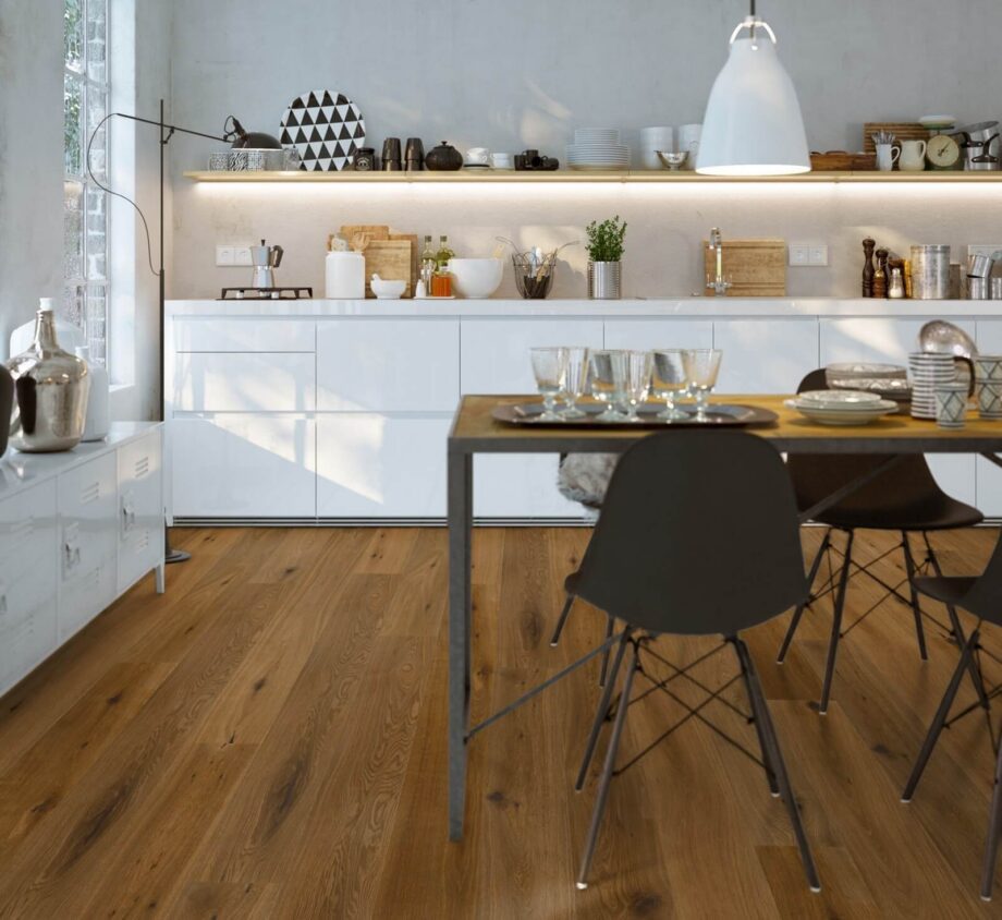 Parquet Smoked Oak Rustical 1-strip beveled brushed matt lacquered 189mm – 8