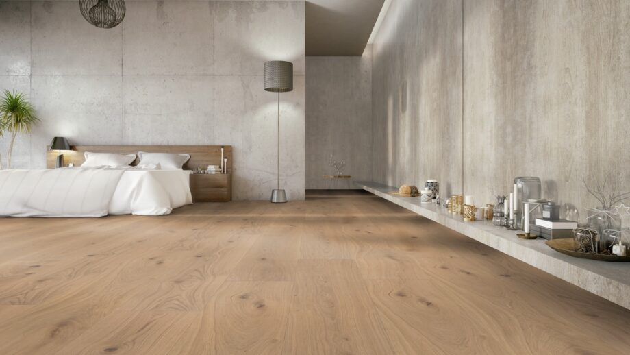 Wooden Parquet Oak Trinity Rustical beveled brushed white oiled 305mm