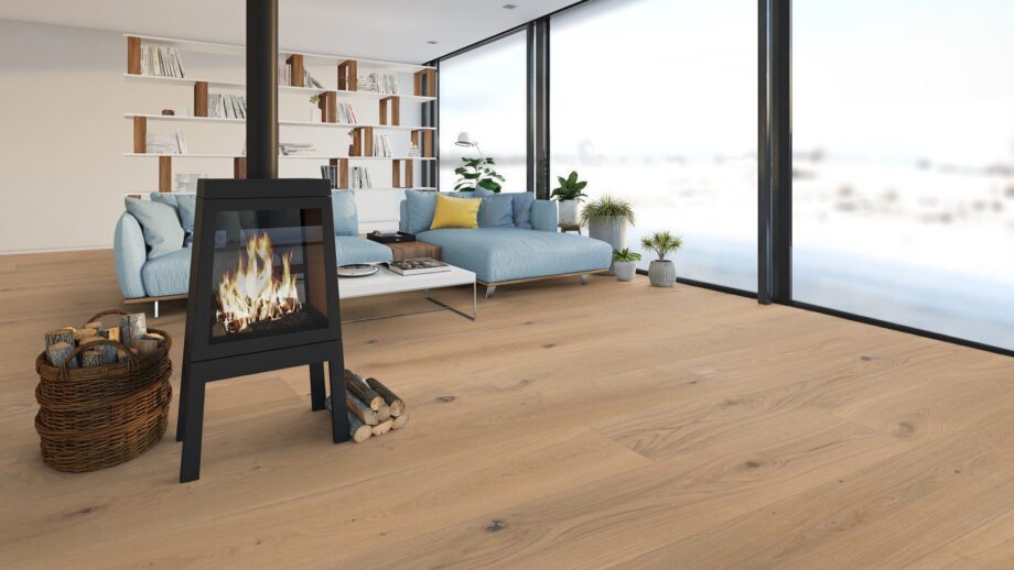 Wooden Parquet Oak Trinity Rustical beveled brushed white oiled 305mm – 9