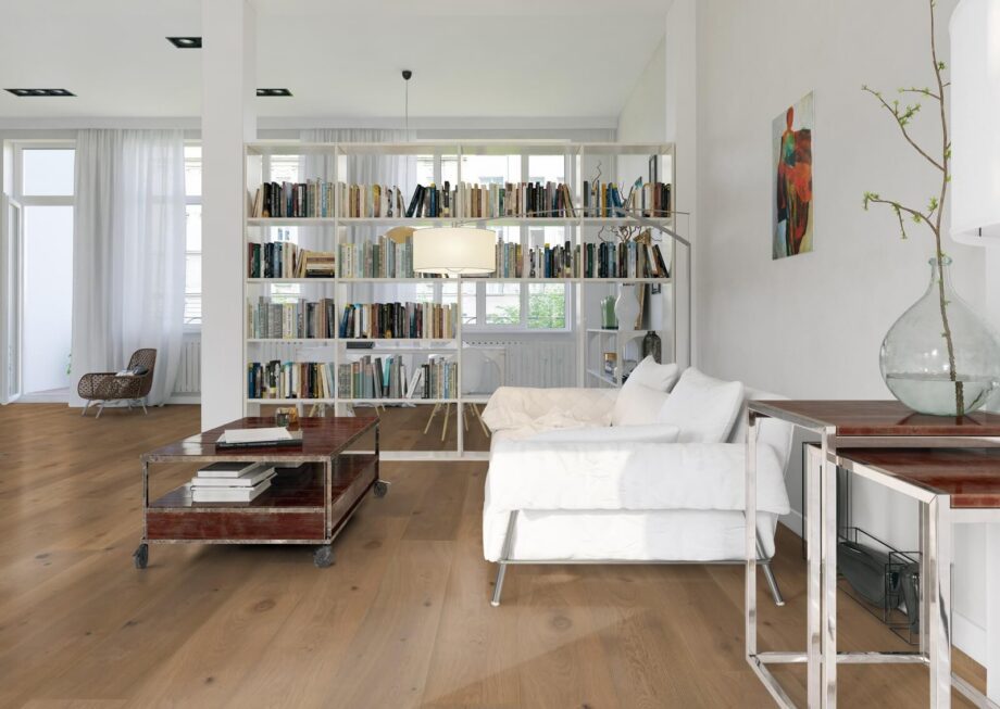 Parquet Trinity Smoked Oak Rustical 1-strip beveled brushed white oiled – 4