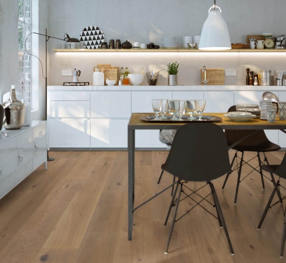 Parquet Trinity Smoked Oak Rustical 1-strip beveled brushed white oiled – 9
