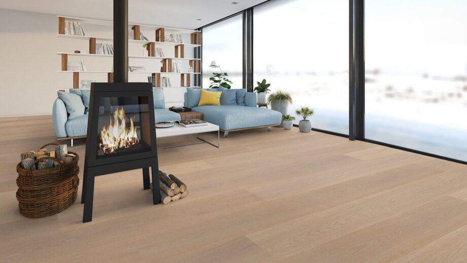 Parquet Trinity Oak Natur 1-strip beveled brushed white oiled – 11
