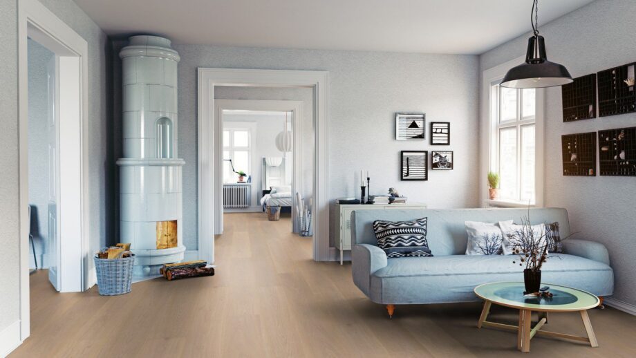 Parquet Trinity Oak Natur 1-strip beveled brushed white oiled – 14